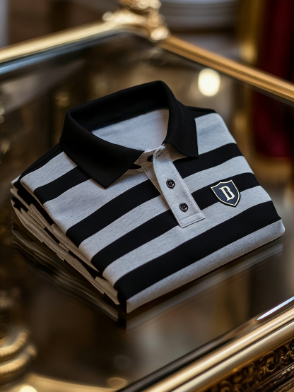 Men's Classic Business Button Short Sleeve Polo Shirt