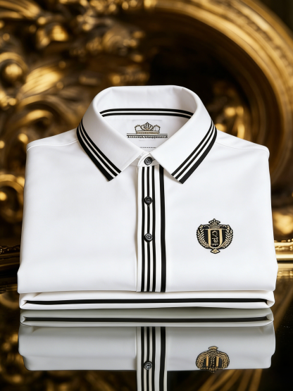 Men's Classic Business Button Short Sleeve Polo Shirt