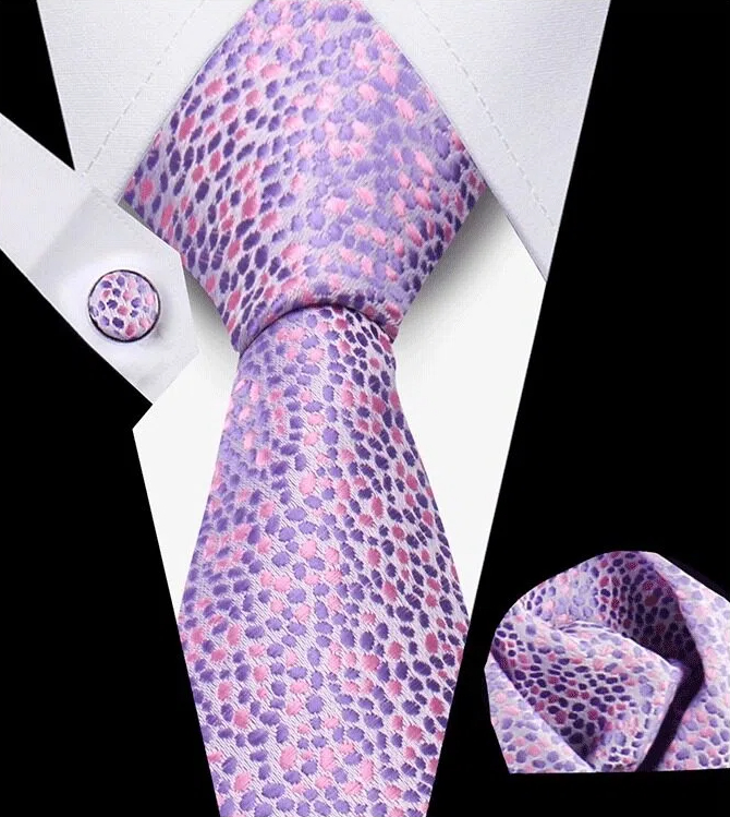 Men's Tie and Pocket Square and Clip Cufflinks Set