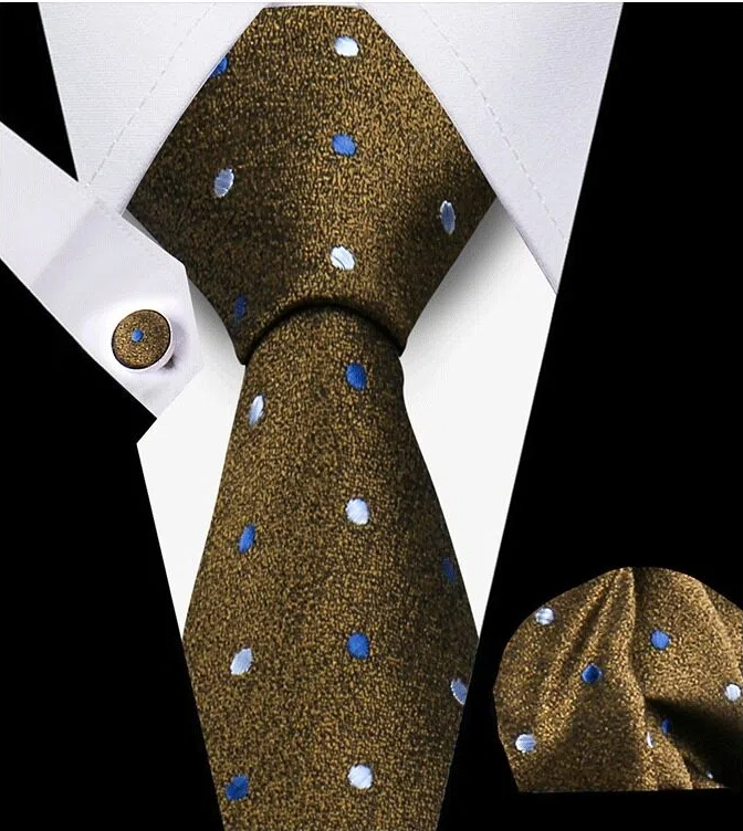 Men's Tie and Pocket Square and Clip Cufflinks Set