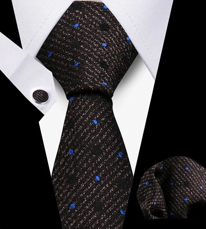 Men's Tie and Pocket Square and Clip Cufflinks Set