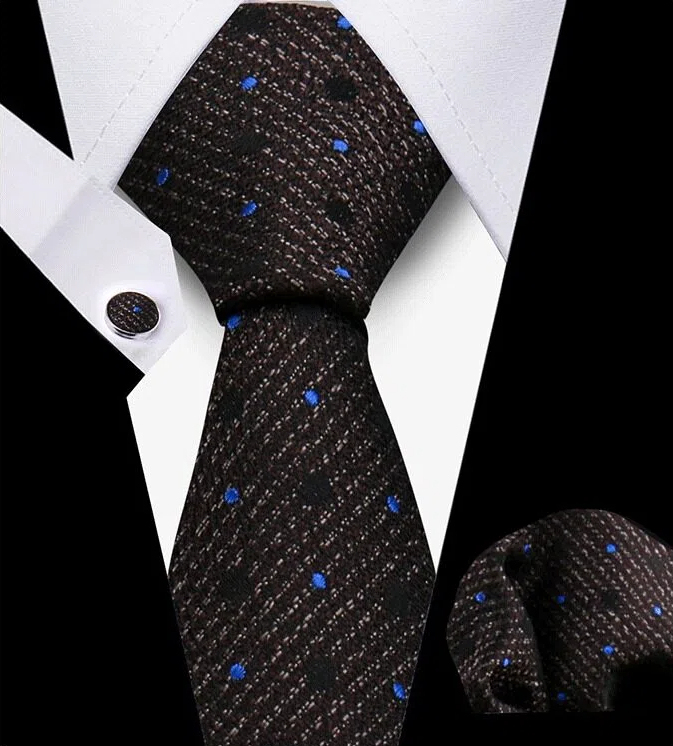 Men's Tie and Pocket Square and Clip Cufflinks Set