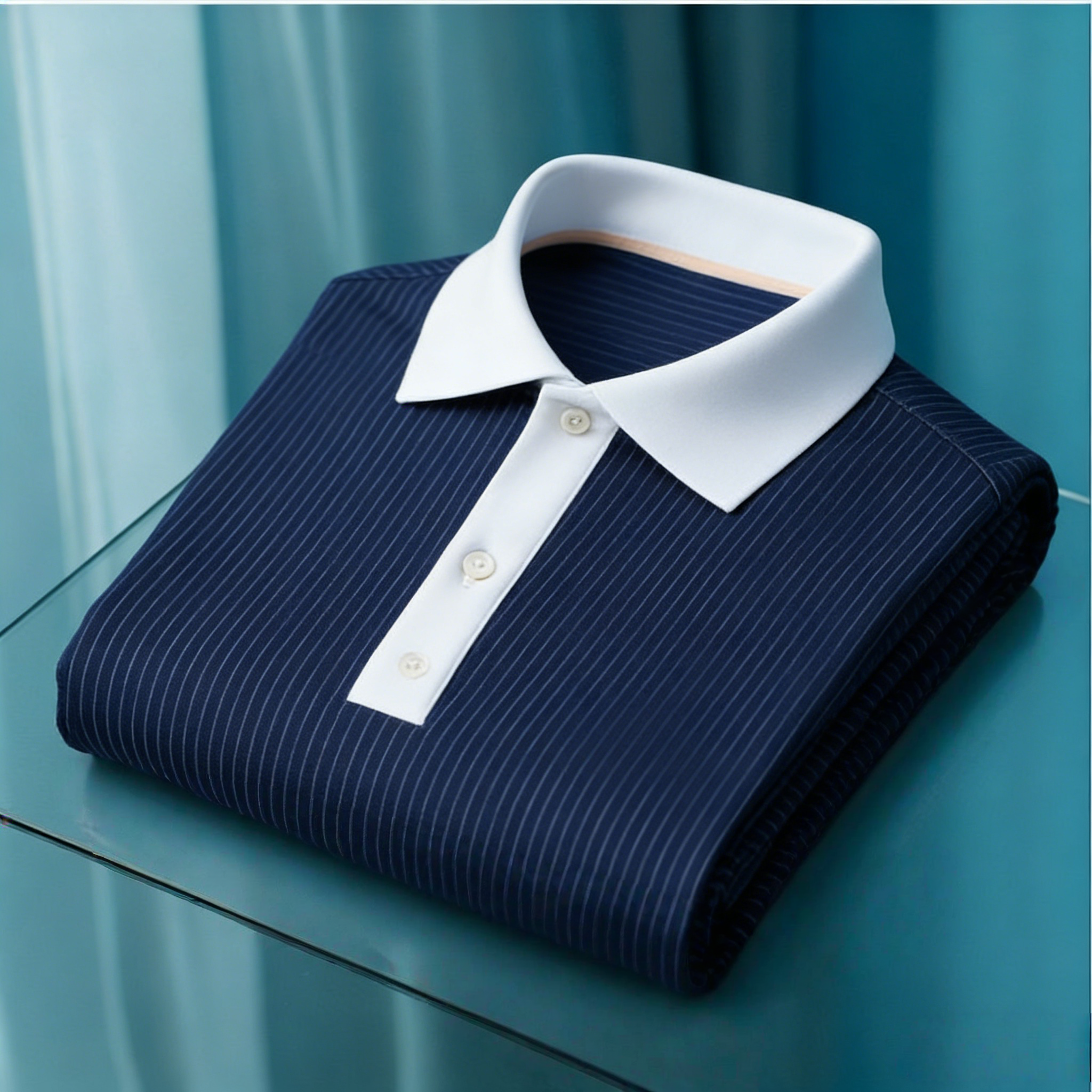 Men's Business Casual Jacquard Button Short Sleeve Polo Shirt