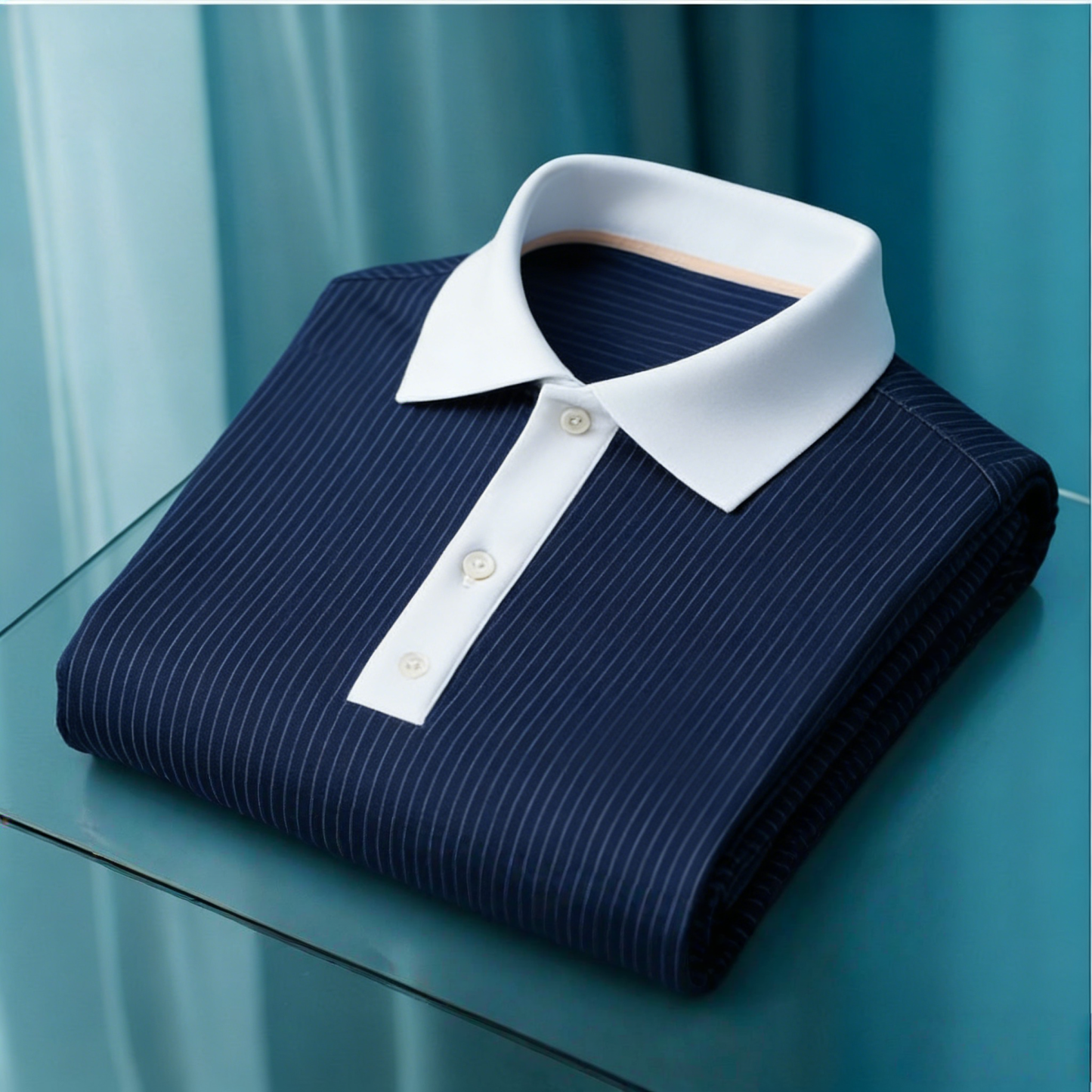 Men's Business Casual Jacquard Button Short Sleeve Polo Shirt