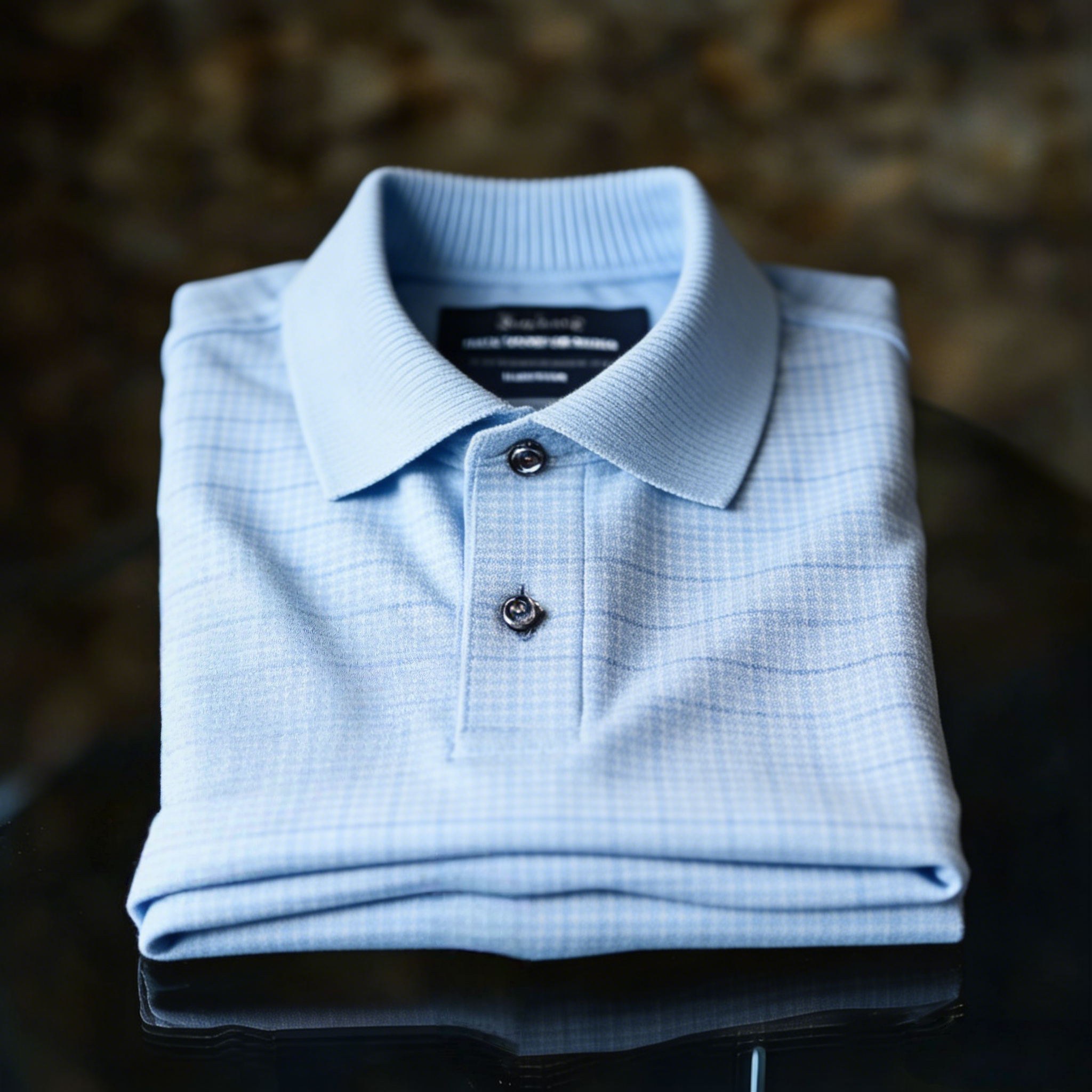 Men's Business Casual Jacquard Button Short Sleeve Polo Shirt