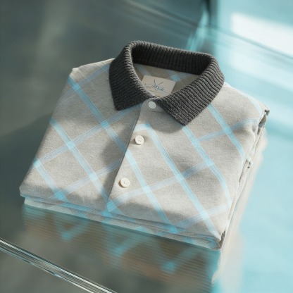 Men's Business Casual Jacquard Button Short Sleeve Polo Shirt