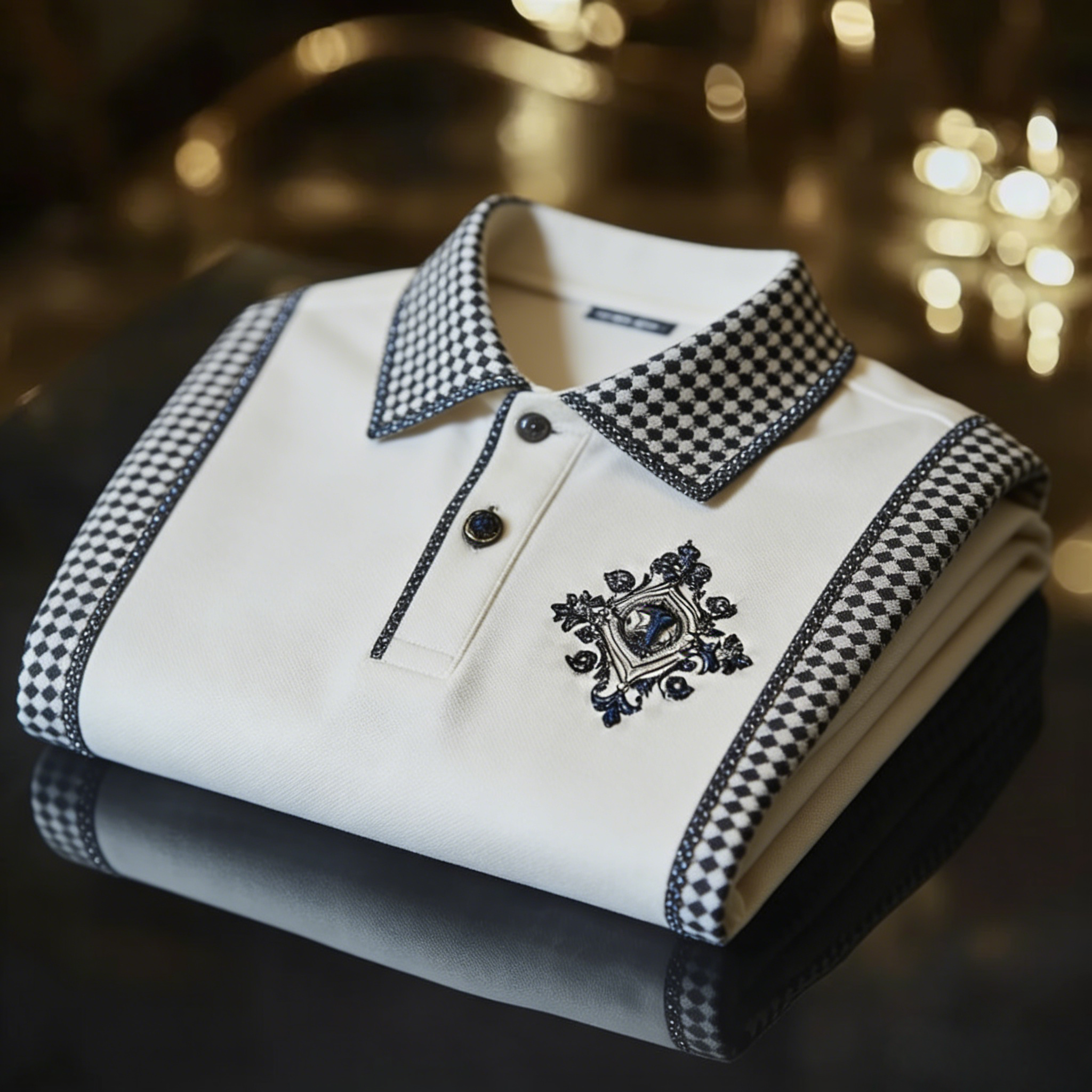 Men's Business Casual Jacquard Button Short Sleeve Polo Shirt