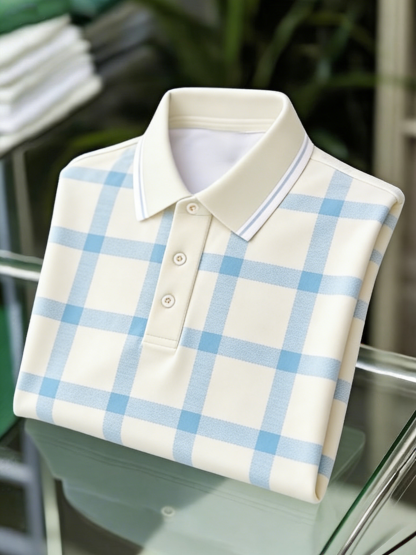 Men's Classic Business Button Short Sleeve Polo Shirt