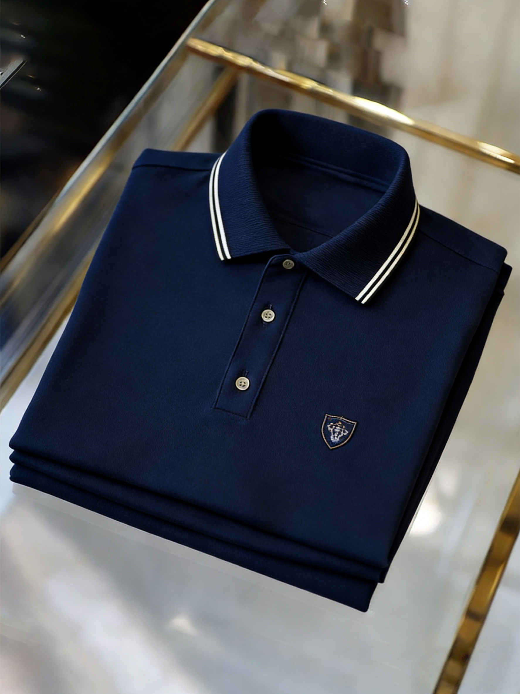 Men's Classic Business Button Short Sleeve Polo Shirt