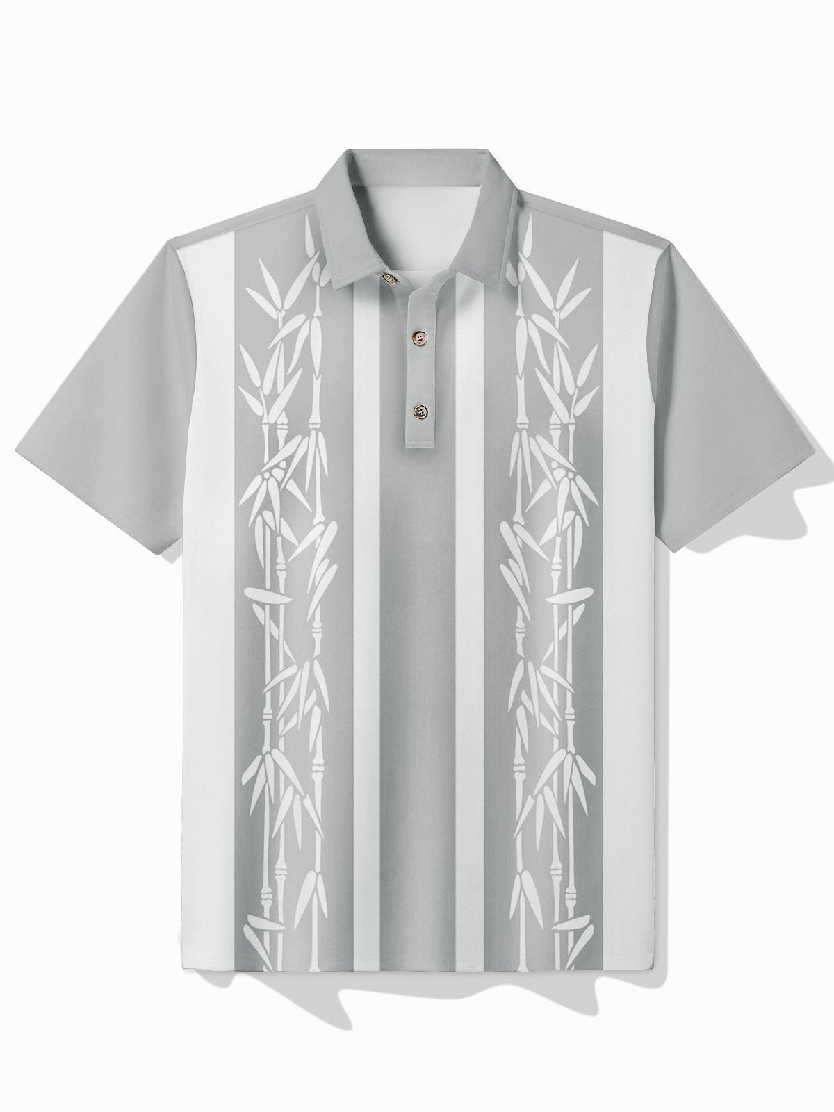 Vintage Bowling Plant Bamboo Print Beach Men's Short Sleeve POLO Shirt