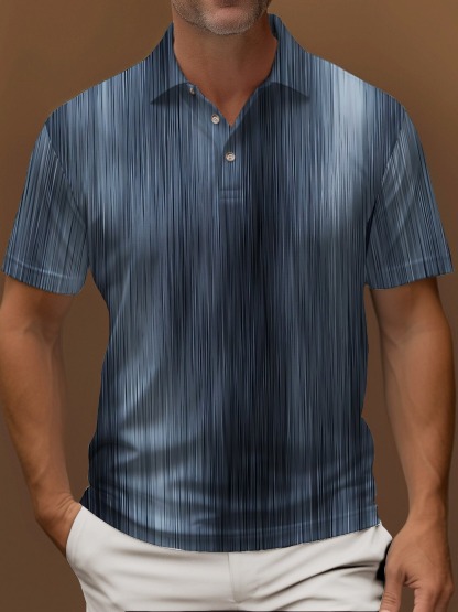Retro Textured Men's Polo Shirt Stretch Comfort Basic Short Sleeve Polo Shirt