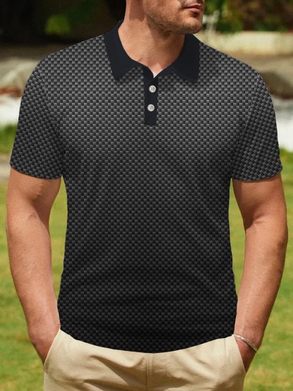 Black Texture Plain Men's Golf Polo Shirt