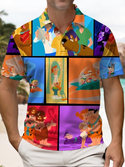Retro Cartoon Movie Animation Short-Sleeve Polo Shirt