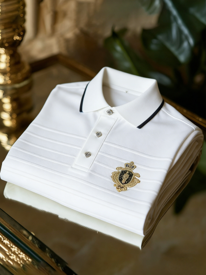 Men's Classic Business Button Short Sleeve Polo Shirt