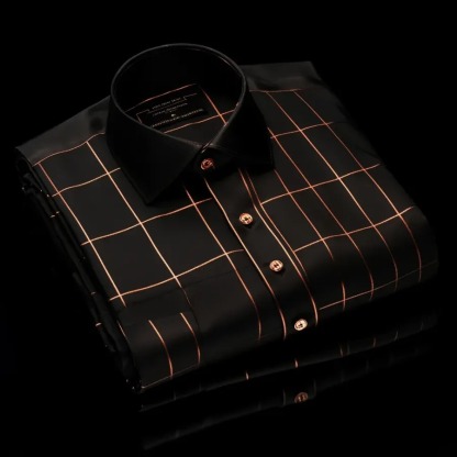 High Elasticity Soft Unique Men's Satin Luxe Print Long Sleeve Button Shirt