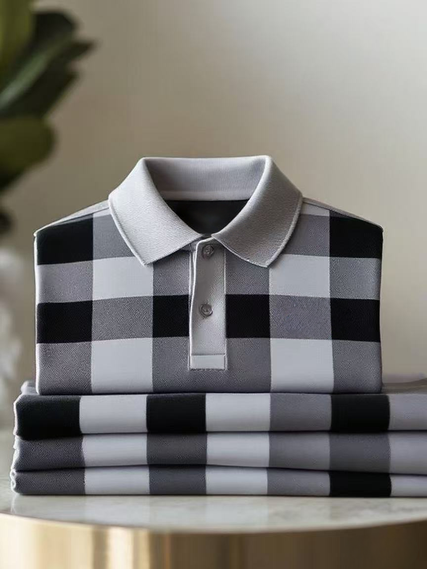 Men's Classic Business Button Short Sleeve Polo Shirt