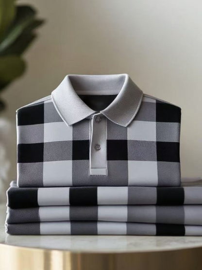 Men's Classic Business Button Short Sleeve Polo Shirt