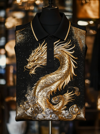 Men's Classic Business Button Short Sleeve Polo Shirt