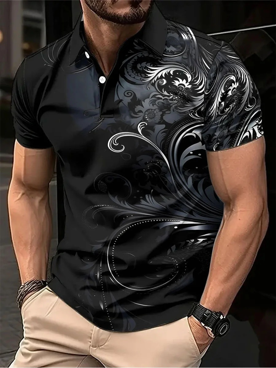 Vintage Flowers Art Print Casual Cotton Short Sleeve Polo