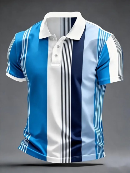 High Quality Geometric Art Print Short Sleeve Polo Shirt