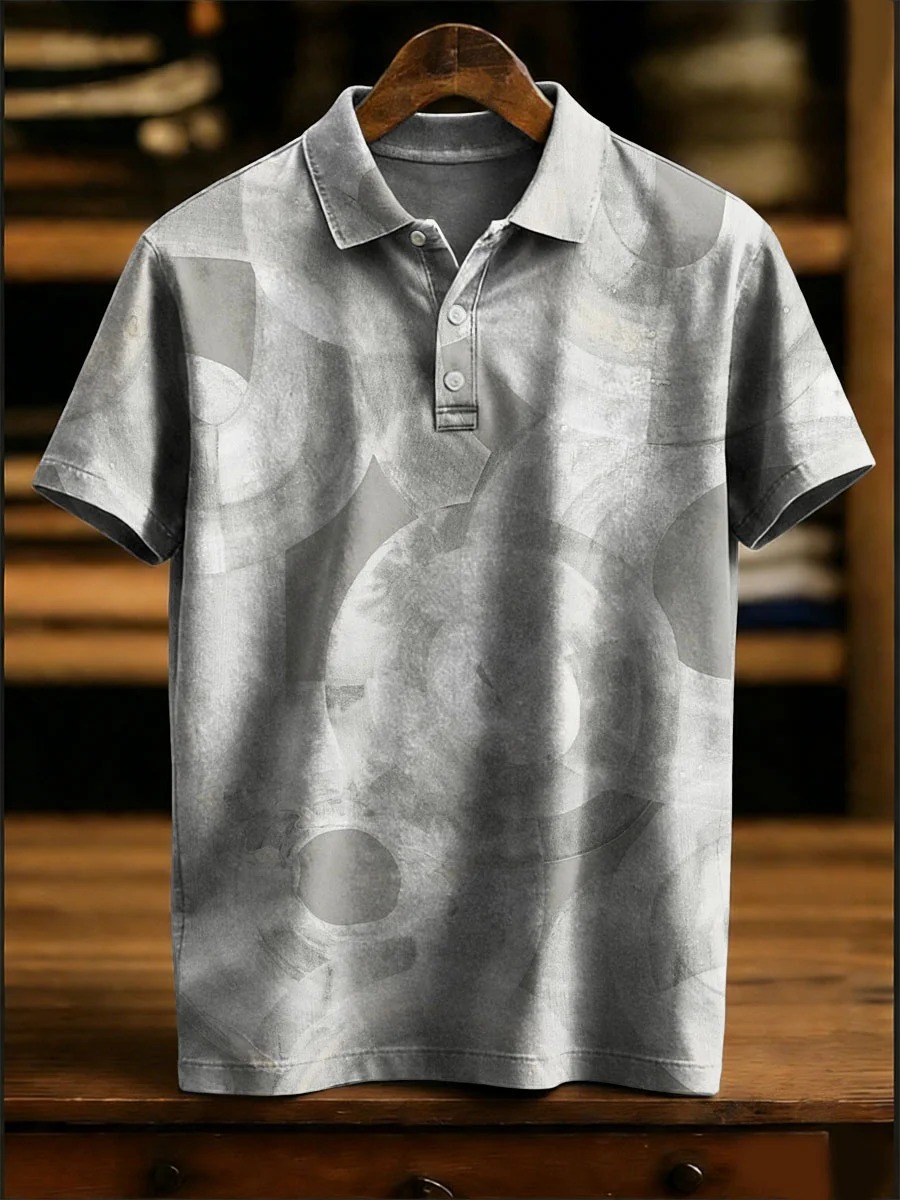 Painting Art Colored Line Decorative Patterns Casual Short Sleeve Polo Shirt