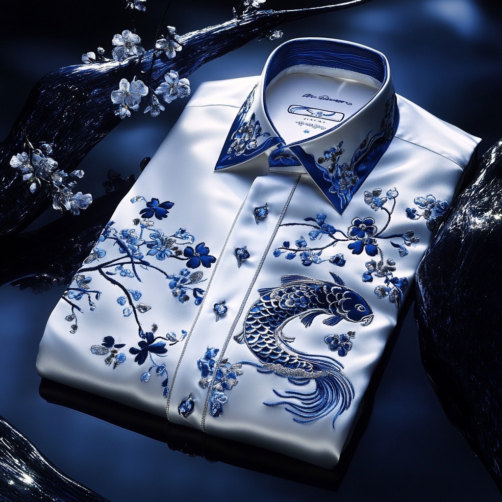 Luxurious and high-end Men's stand collar shirt floral patterns