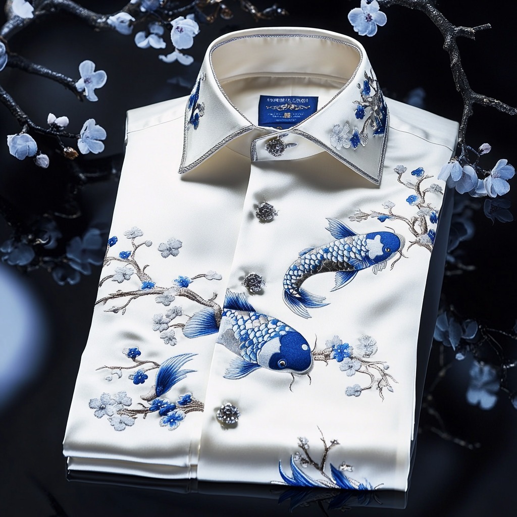 Luxurious and high-end Men's stand collar shirt floral patterns