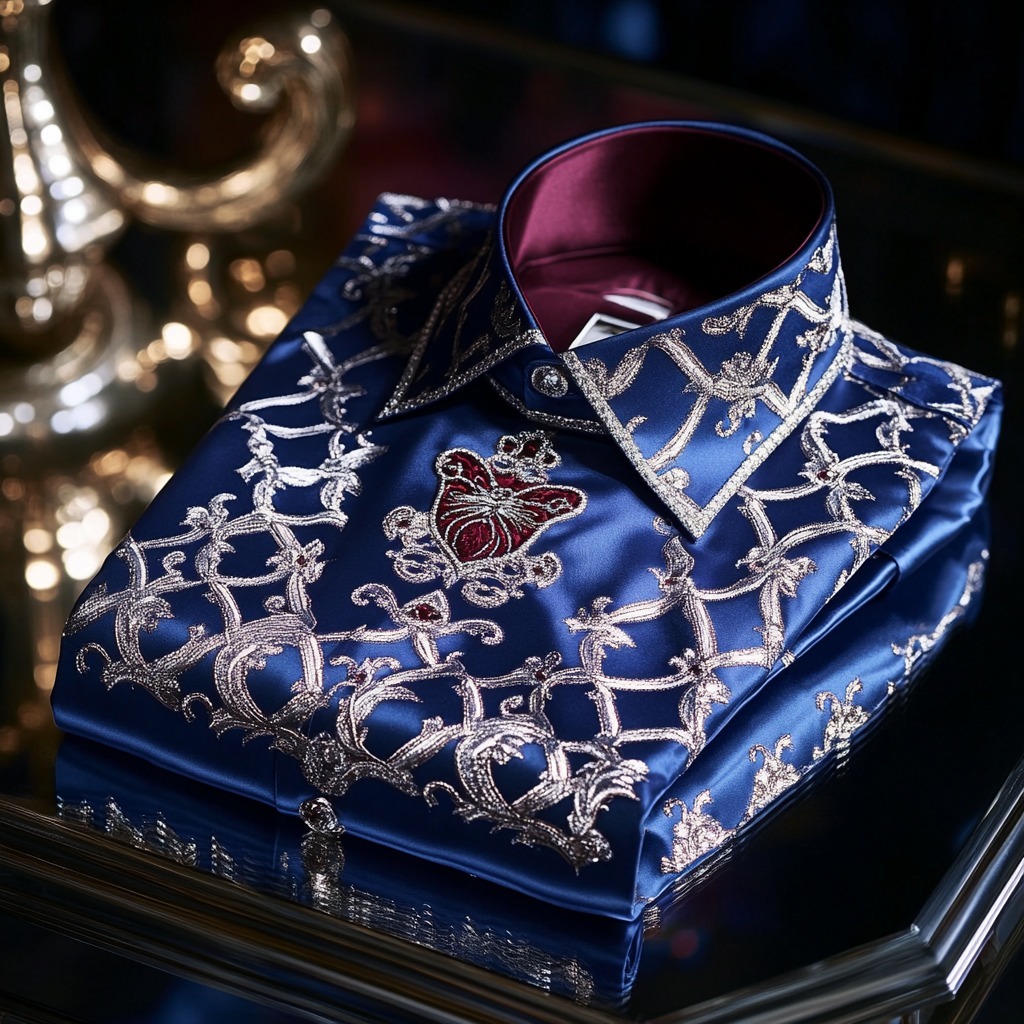 Luxurious and high-end Men's stand collar shirt floral patterns