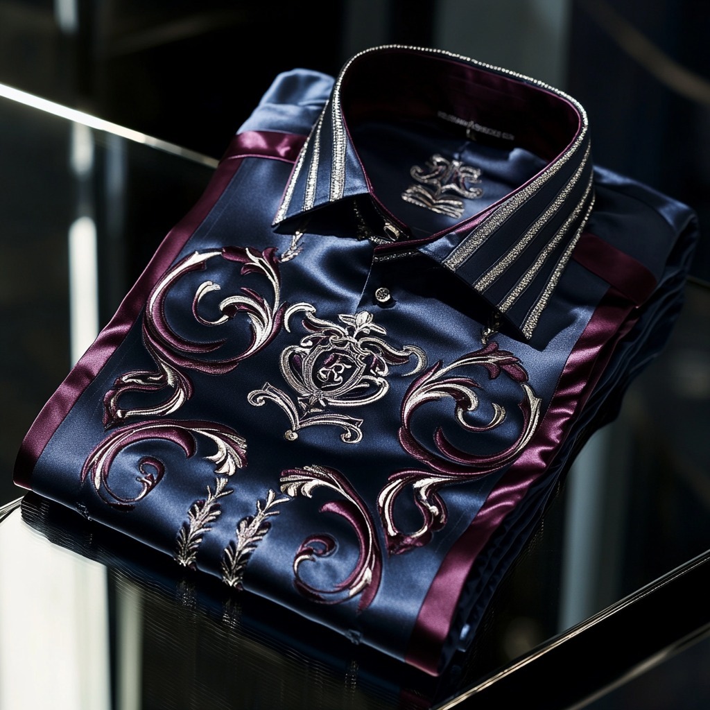 Luxurious and high-end Men's stand collar shirt floral patterns