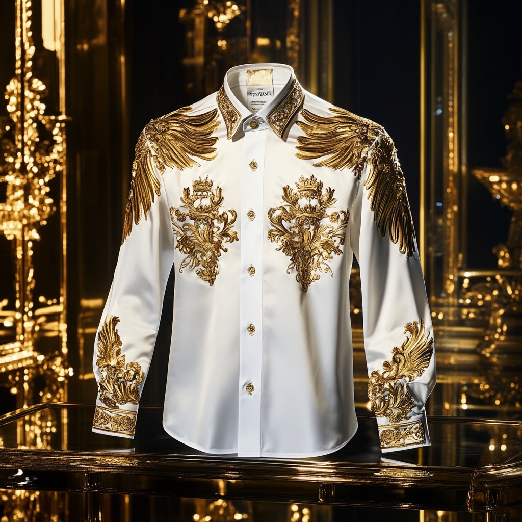 Luxurious and high-end Men's stand collar shirt floral patterns