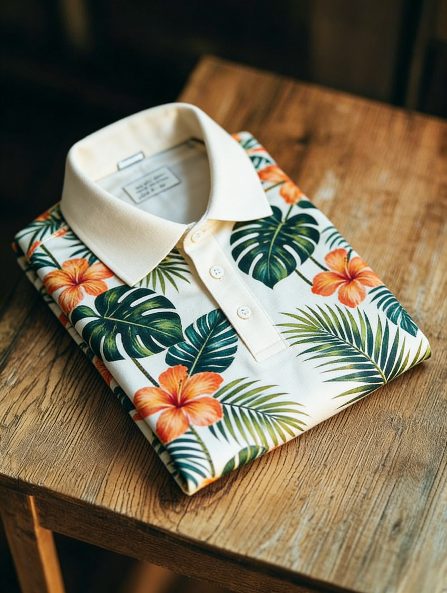 Men's Floral Printed Holiday Casual Short Sleeve Polo Shirt