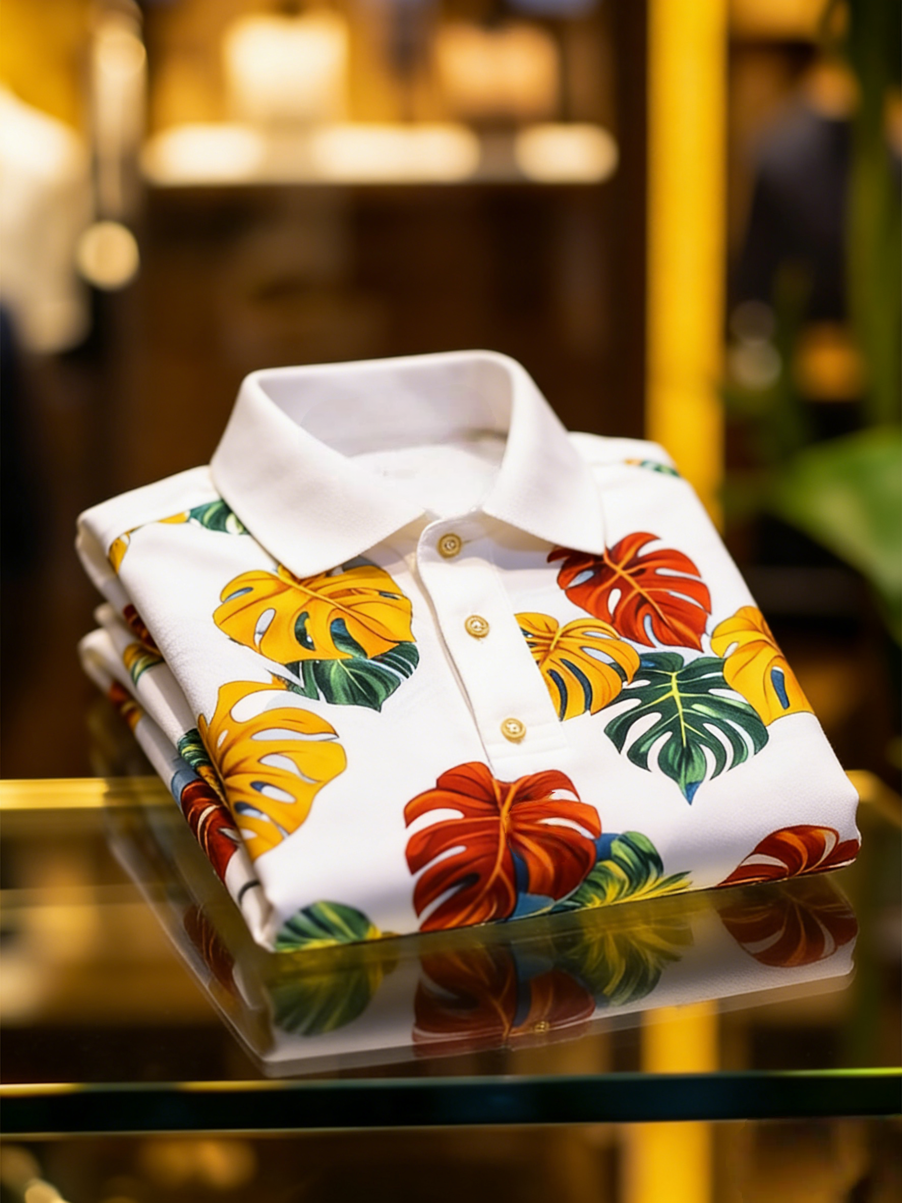 Men's Floral Printed Holiday Casual POLO Shirt