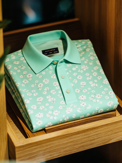 Men's Floral Printed Holiday Casual Short Sleeve Polo Shirt