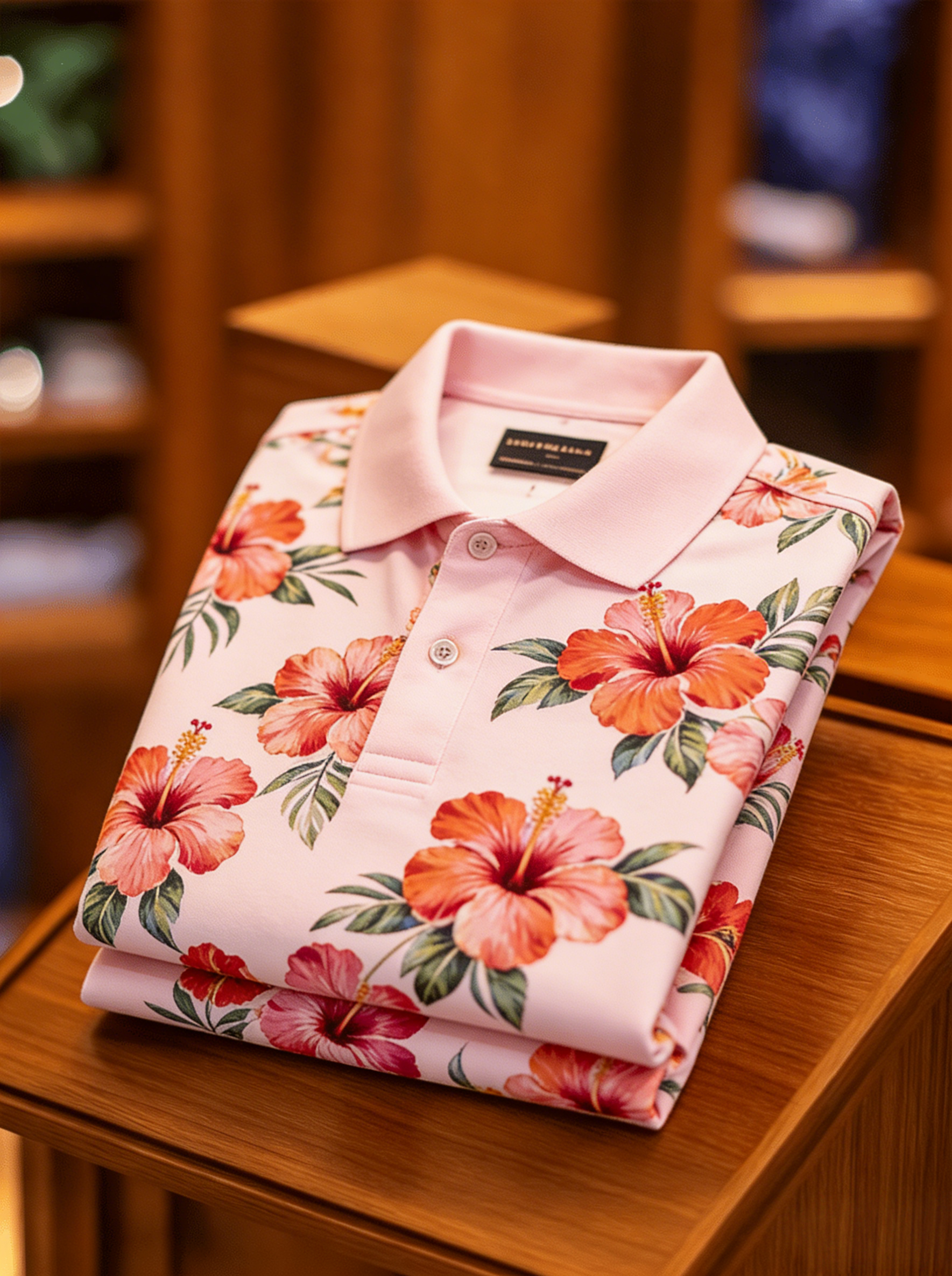 Men's Floral Printed Holiday Casual Short Sleeve Polo Shirt