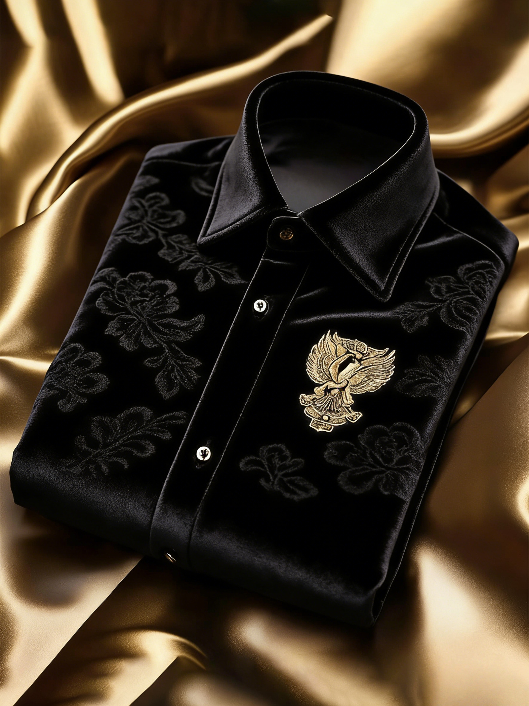 Men's Velvet Logo Casual Long Sleeve Shirt