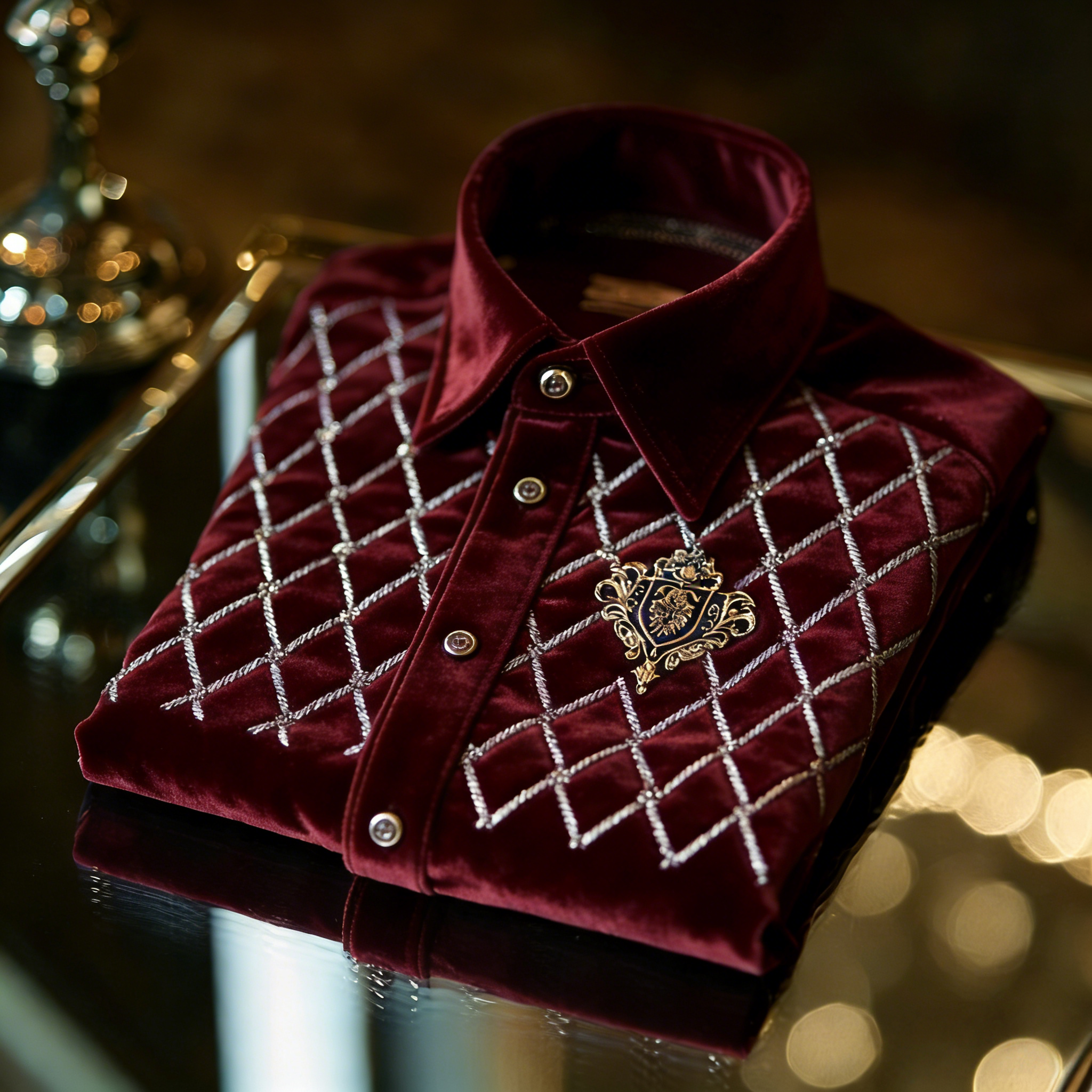 Men's Velvet Logo Casual Long Sleeve Shirt