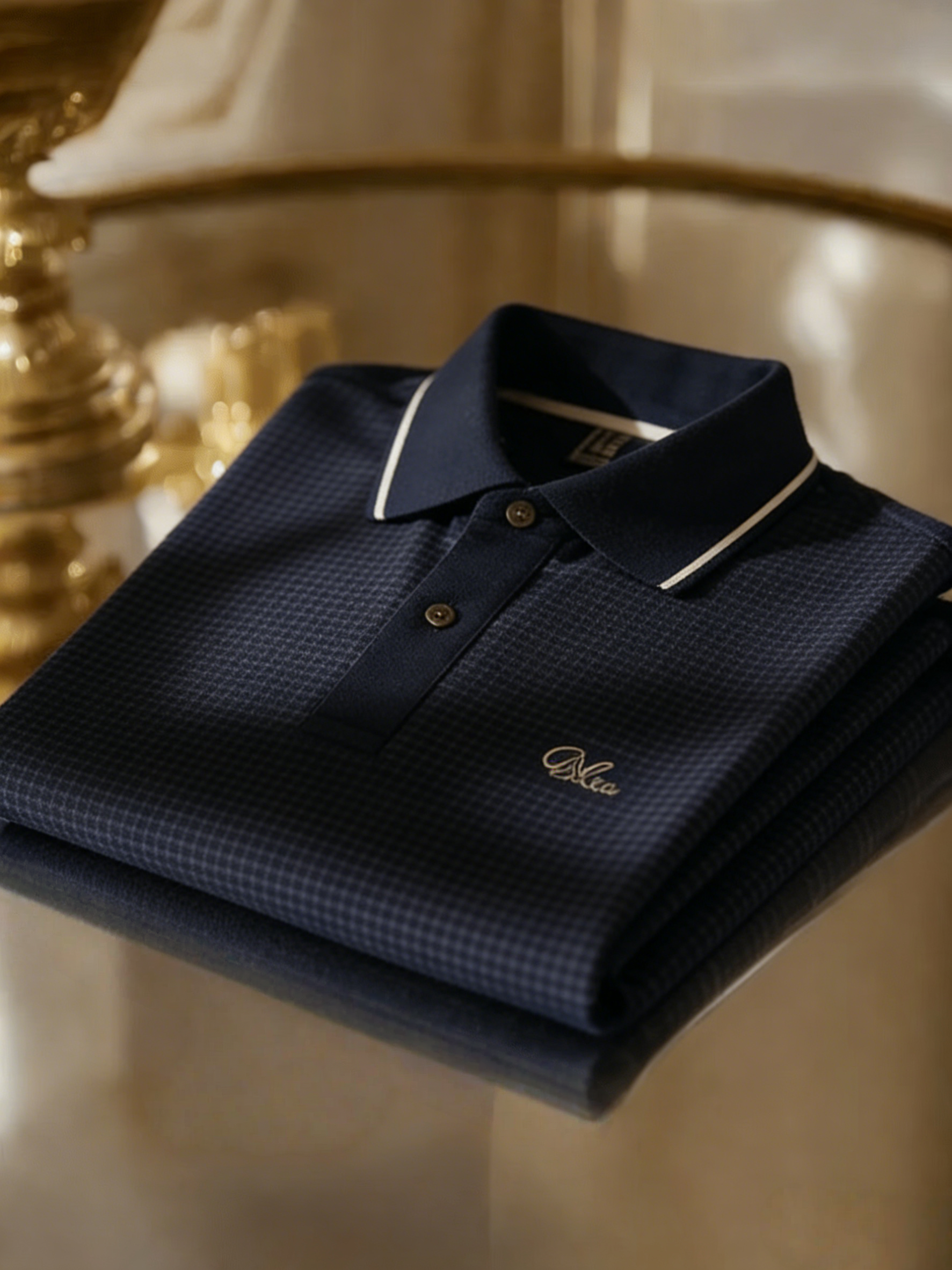 Men's Business Style Print Short Sleeved Polo Shirt