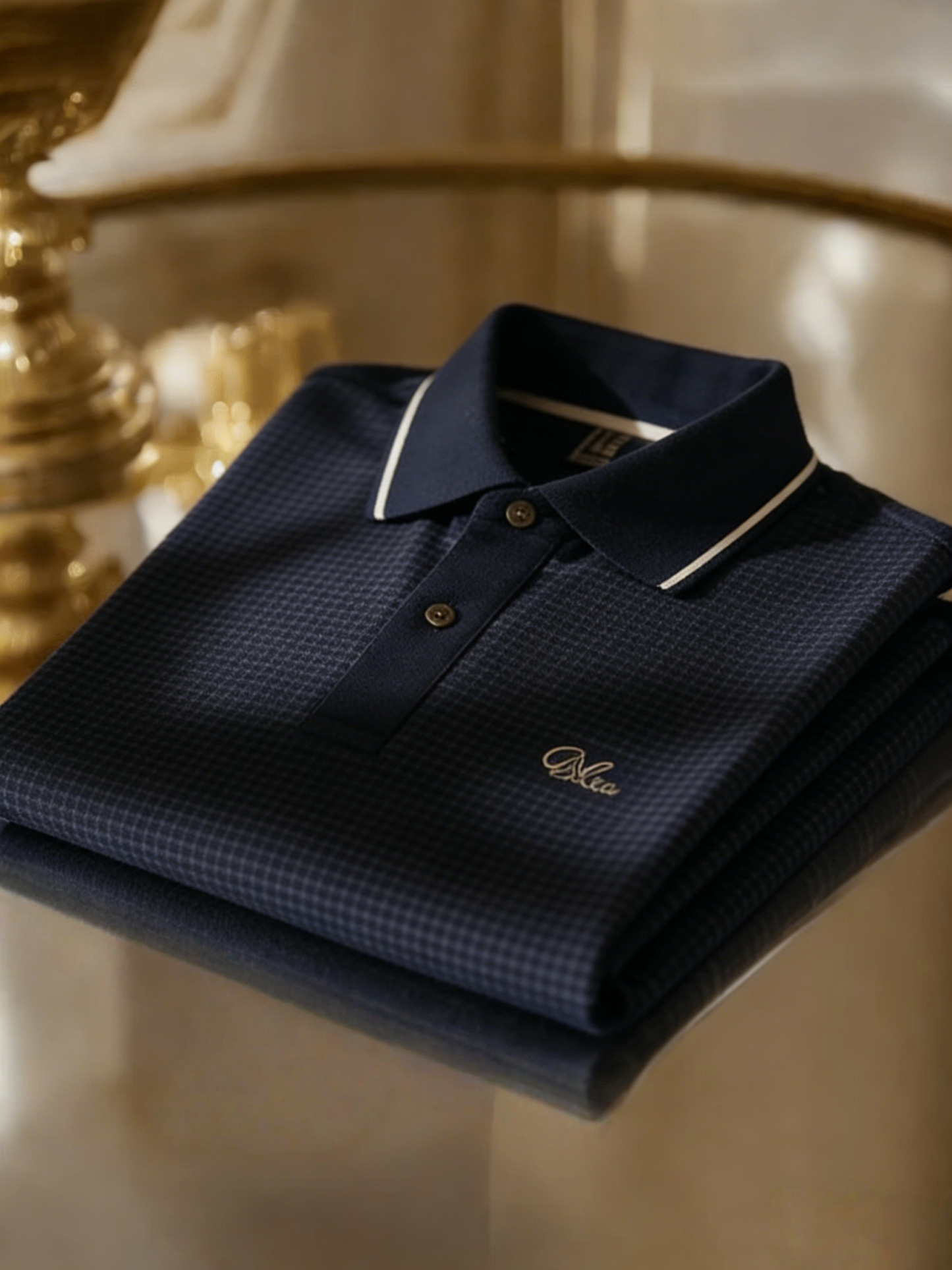 Men's Business Style Print Short Sleeved Polo Shirt