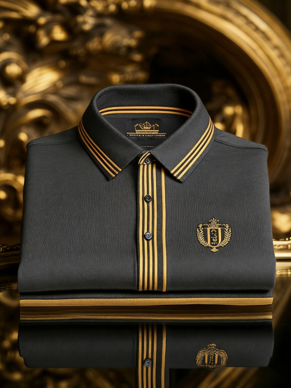 Men's Business Style Print Short Sleeved Polo Shirt