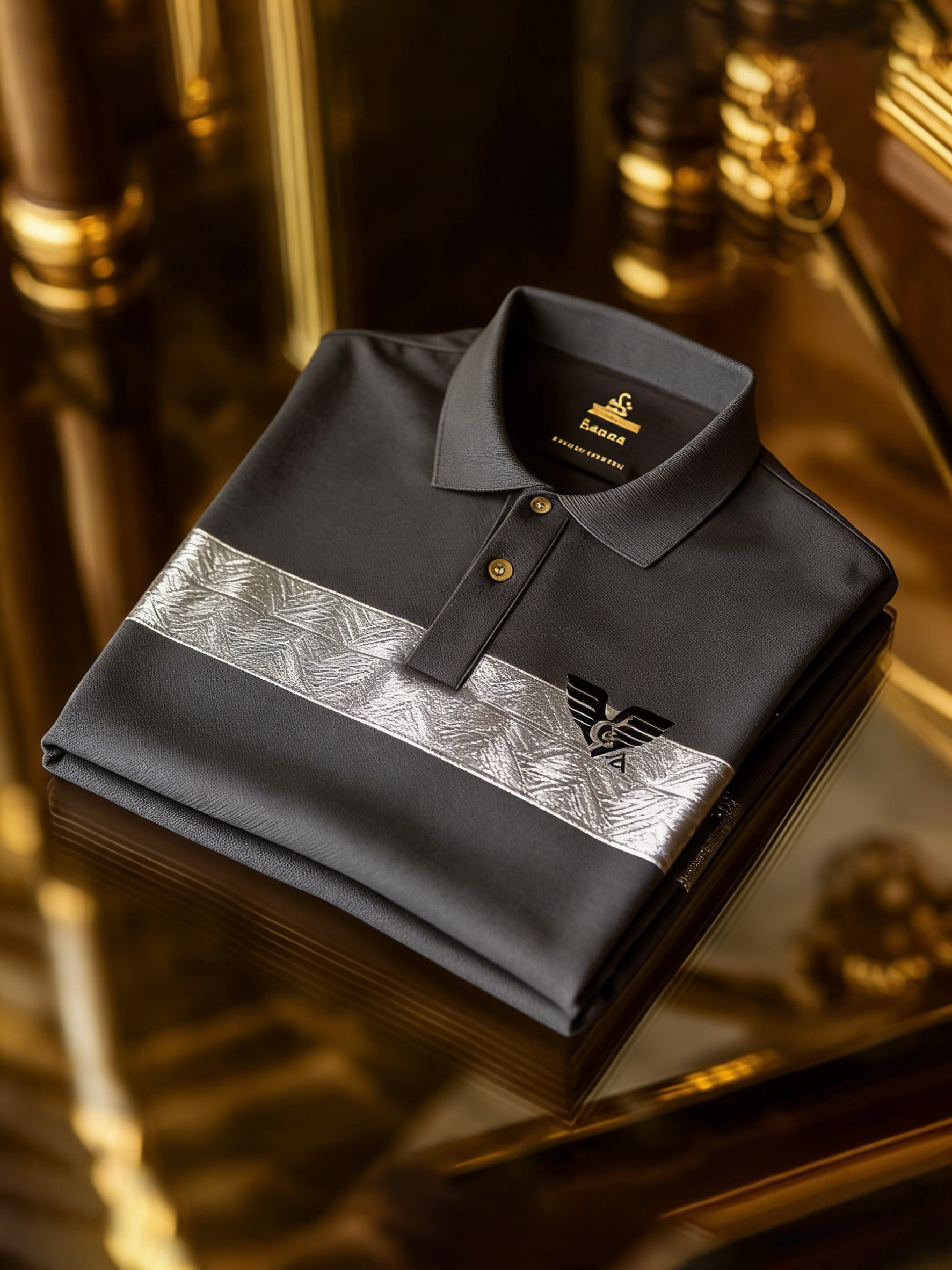 Men's Business Style Print Short Sleeved Polo Shirt