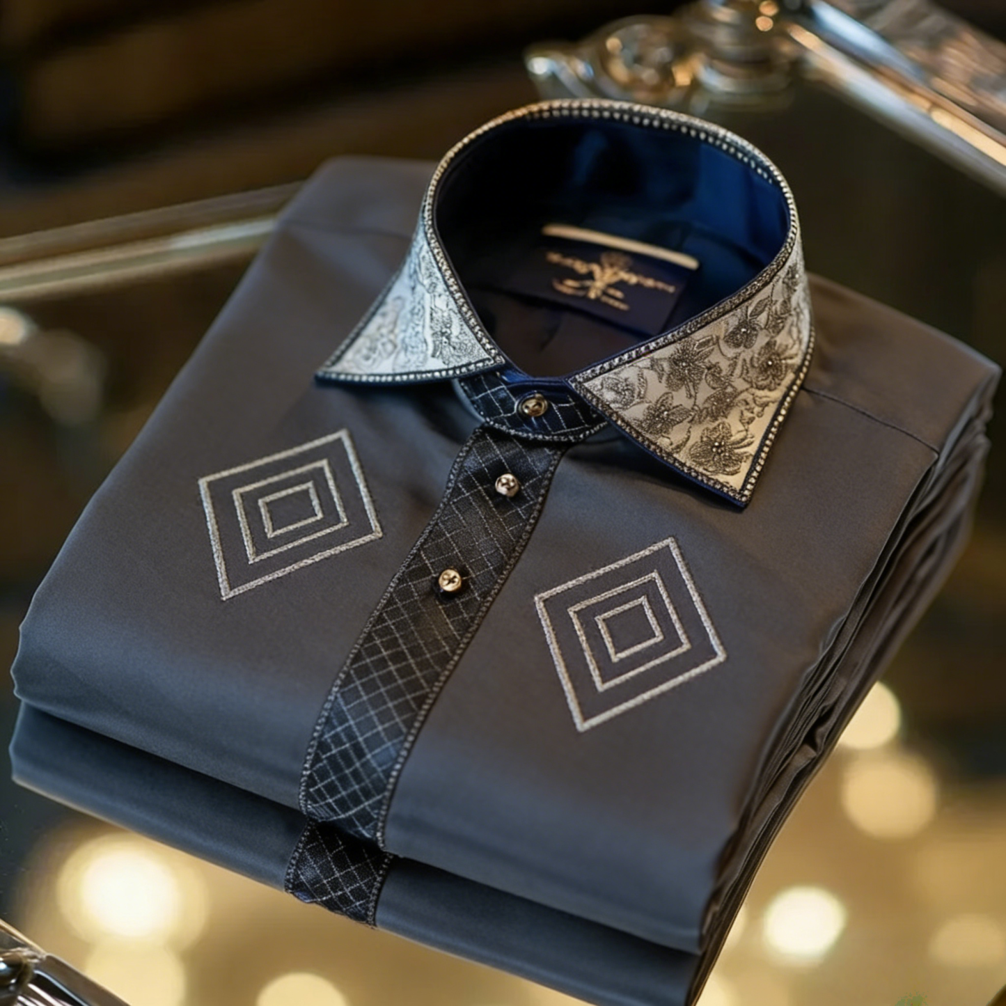 Luxurious and high-end Men's stand collar shirt floral patterns