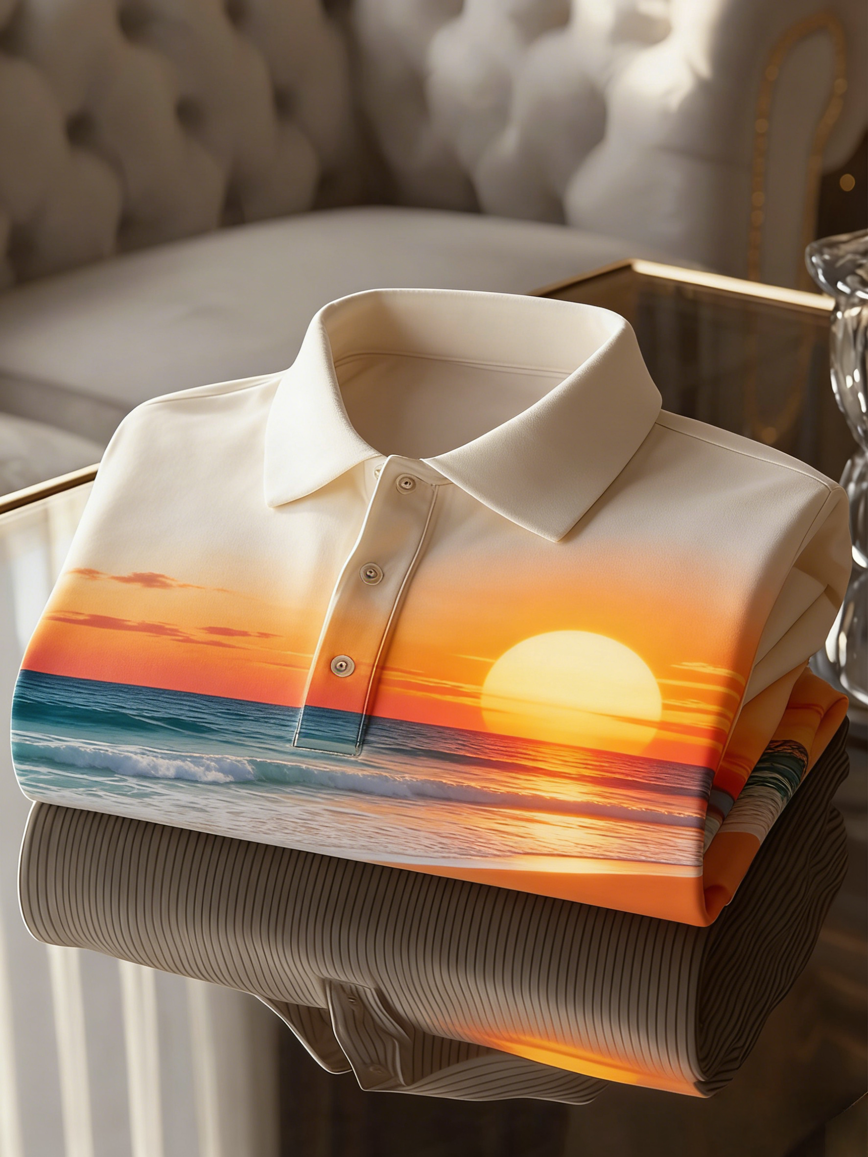 Men's Floral Printed Holiday Casual Short Sleeve Polo Shirt