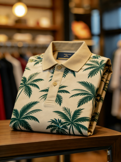 Men's Floral Printed Holiday Casual Short Sleeve Polo Shirt