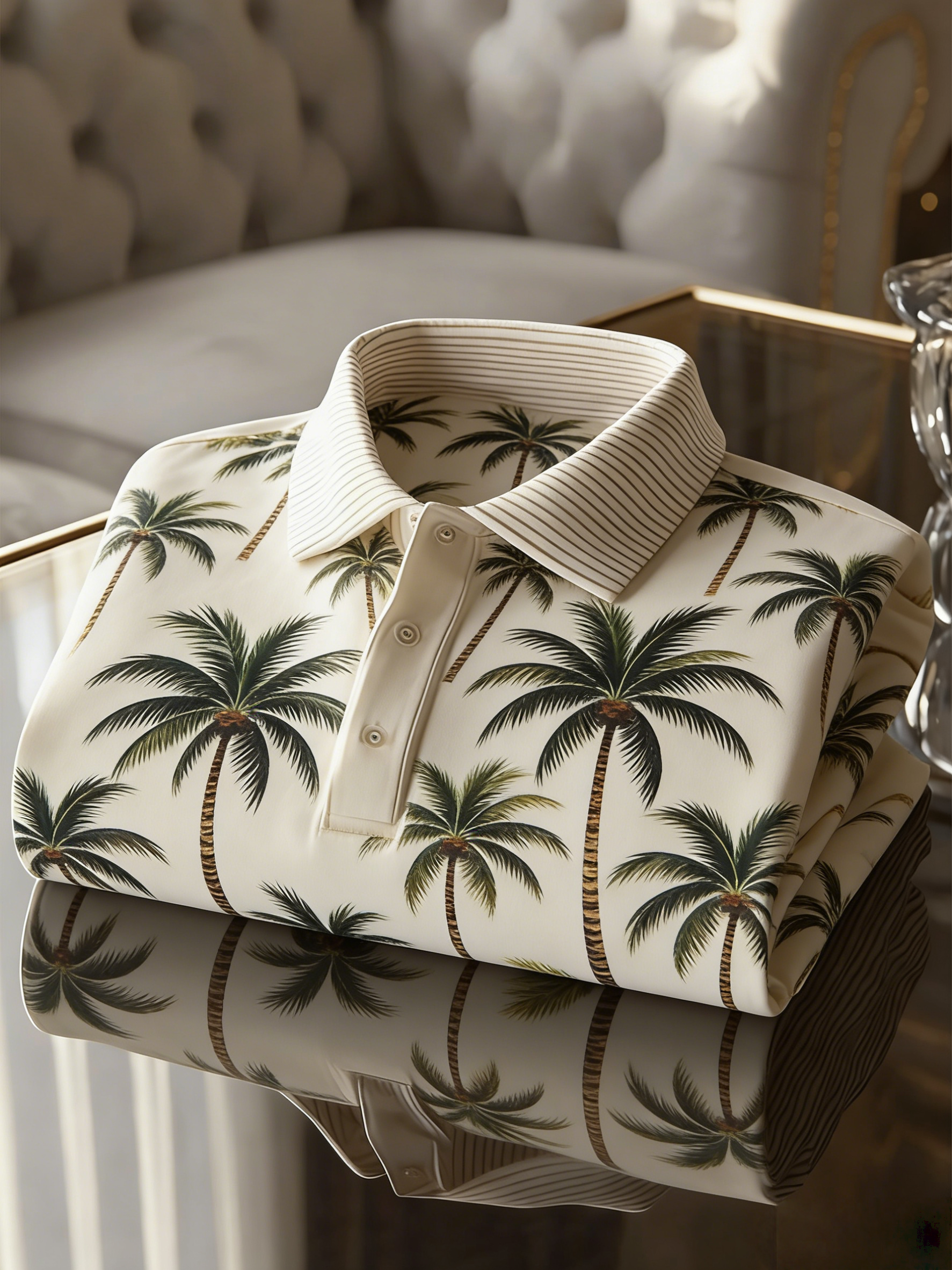 Men's Floral Printed Holiday Casual Short Sleeve Polo Shirt