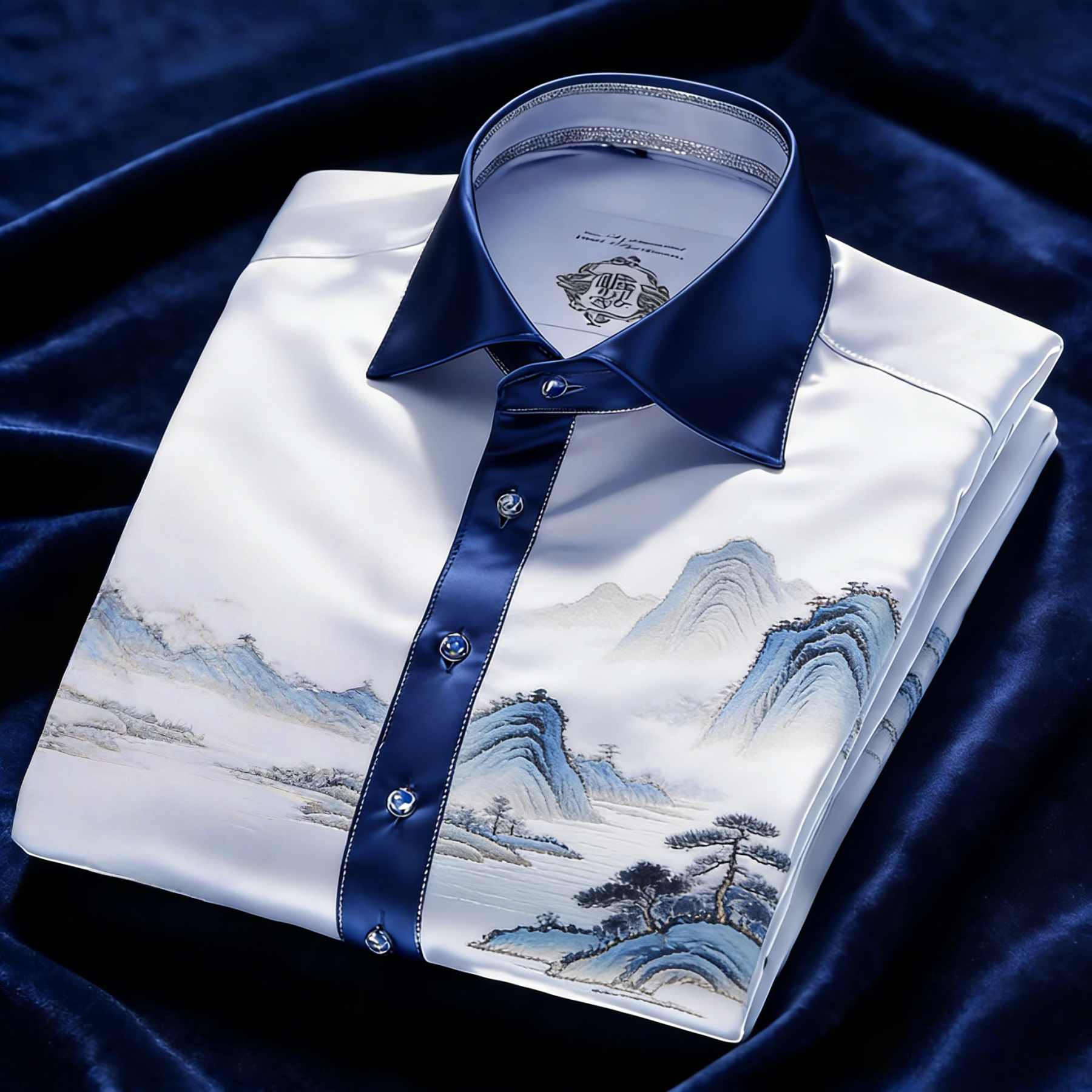 Luxurious and high-end Men's stand collar shirt floral patterns