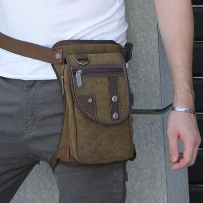 Men's retro canvas portable Waist and Leg-bag