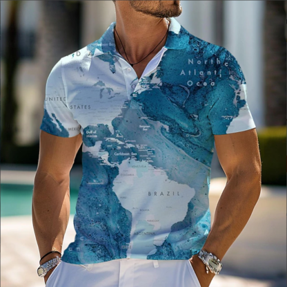 Men's Resort Hawaiian Polo Shirts Golf Shirt Short Sleeve Polo Shirts