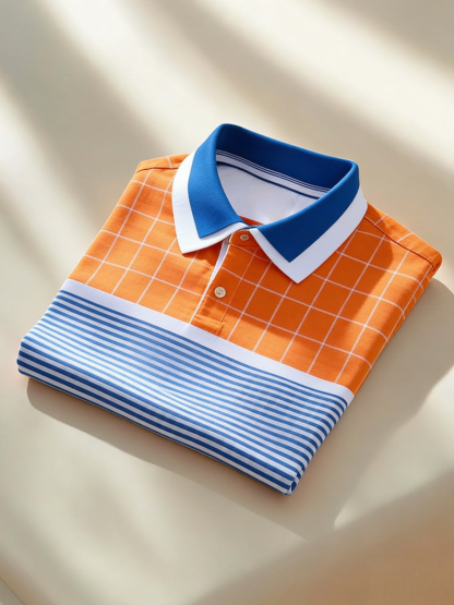 Men's Business Casual Button Short Sleeve Polo Shirt