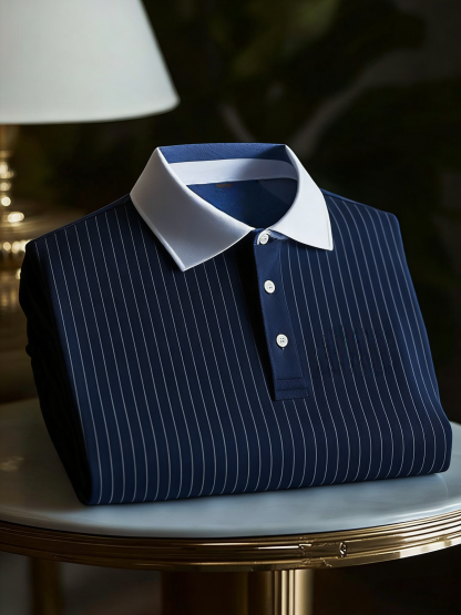 Men's Business Casual Button Short Sleeve Polo Shirt