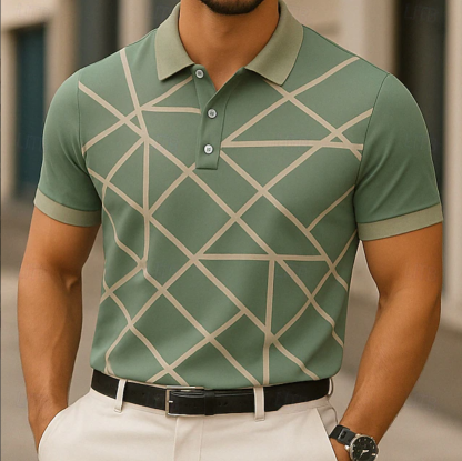 Men's Geometric Abstract Short Sleeve Polo Shirts